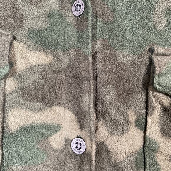 Eddie Bauer Womens Jacket Green Camo Shacket Fleece Pockets Button Up Large - Picture 16 of 16